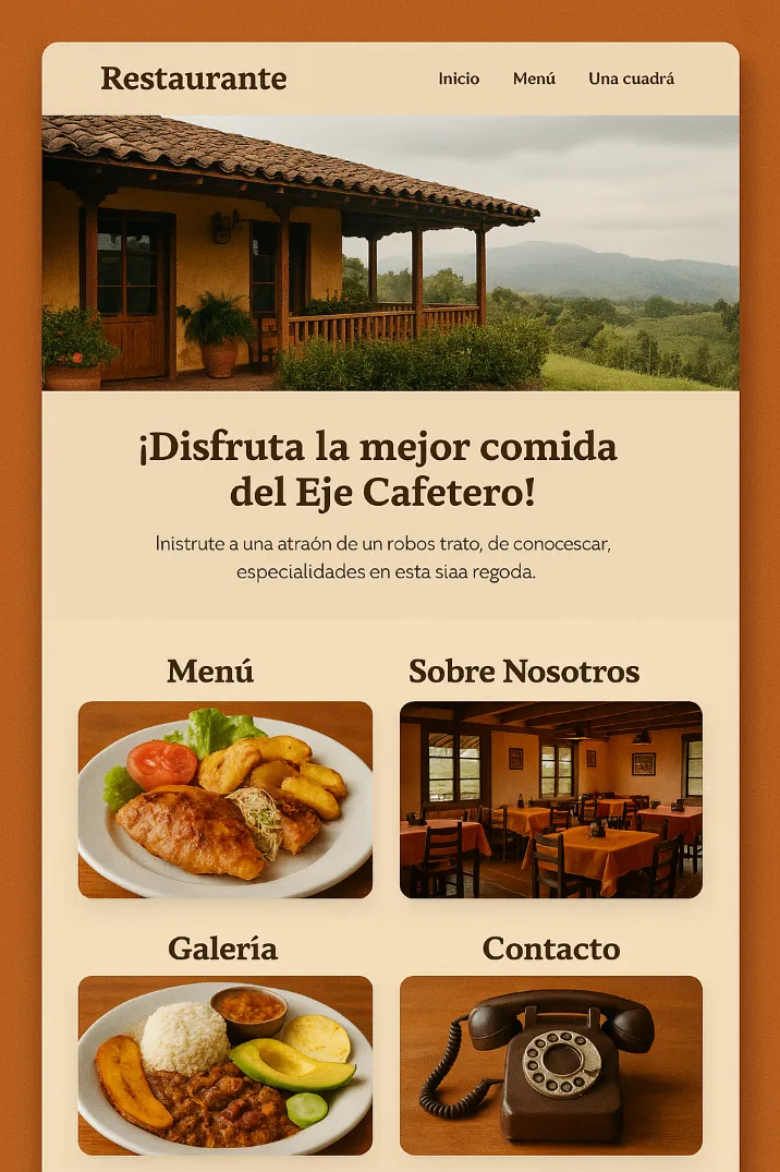 Página web para restaurante en el Eje Cafetero